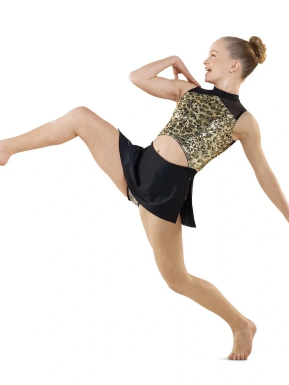 Tenth House | Thrive Gold Sequin and Black Dance Skirt Top Set, LC